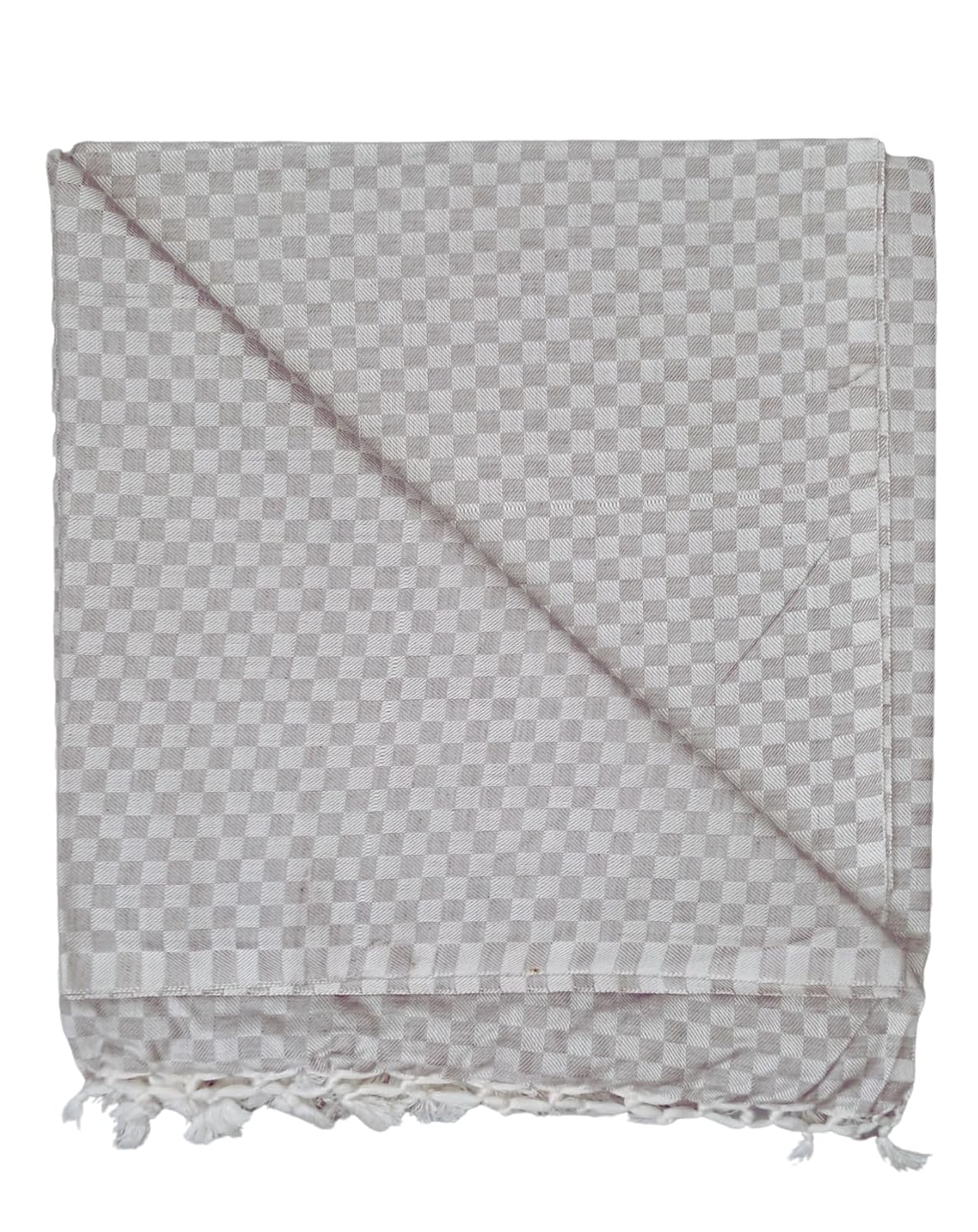 Bhagalpuri Chadar Small Checked 52x96 inch Grey - Image 4