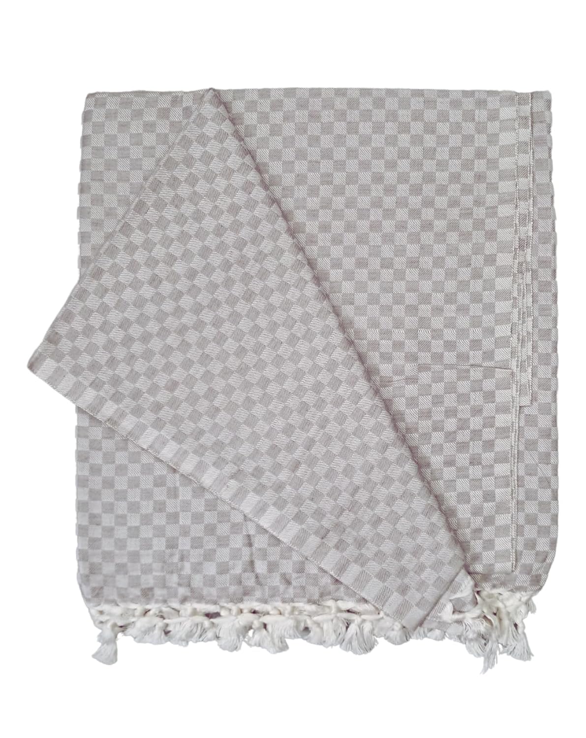 Bhagalpuri Chadar Small Checked 52x96 inch Grey - Image 5