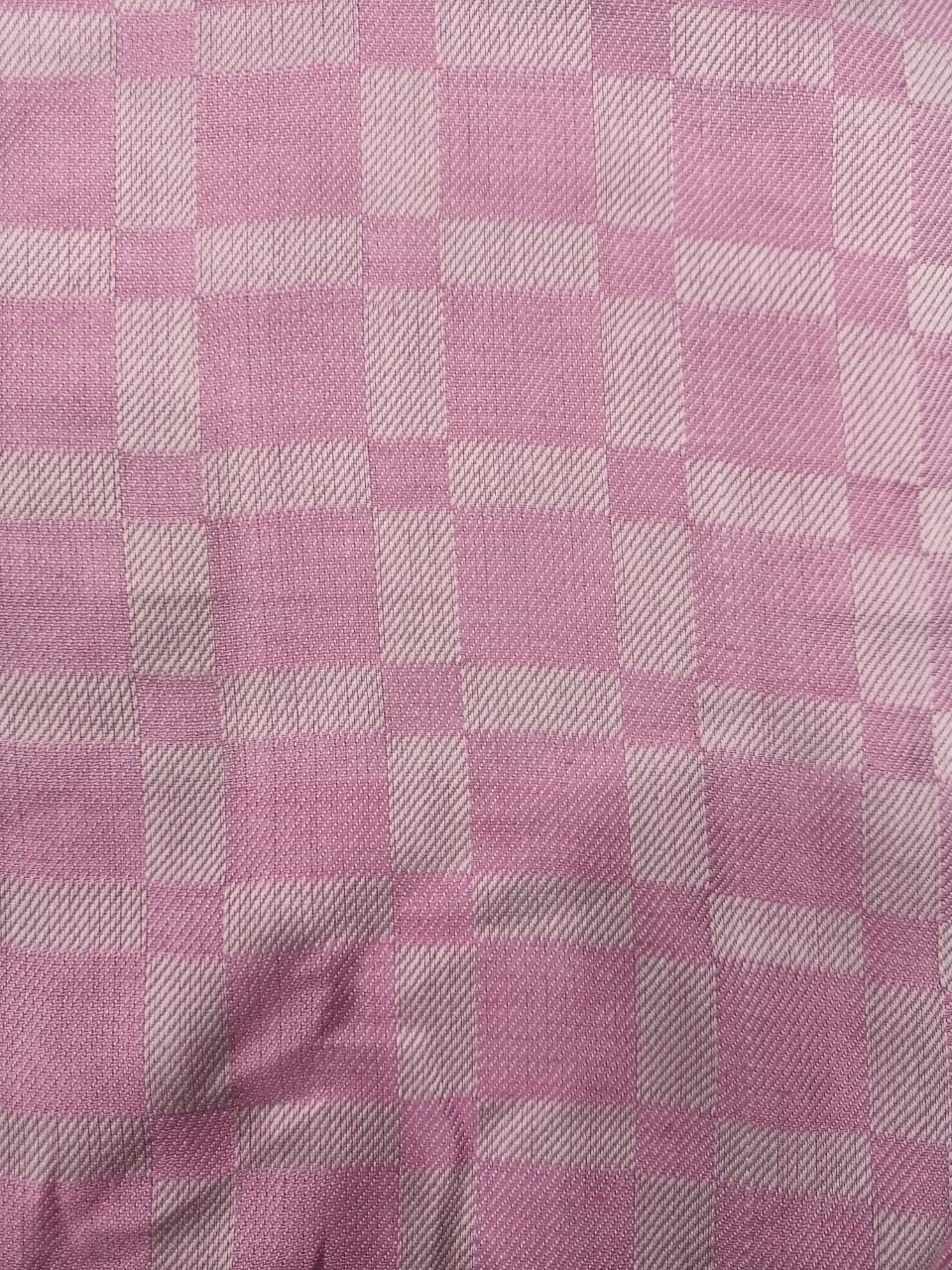 Bhagalpuri Silky Soft Chadar Large Checked 52x96 inch Pink - Image 3
