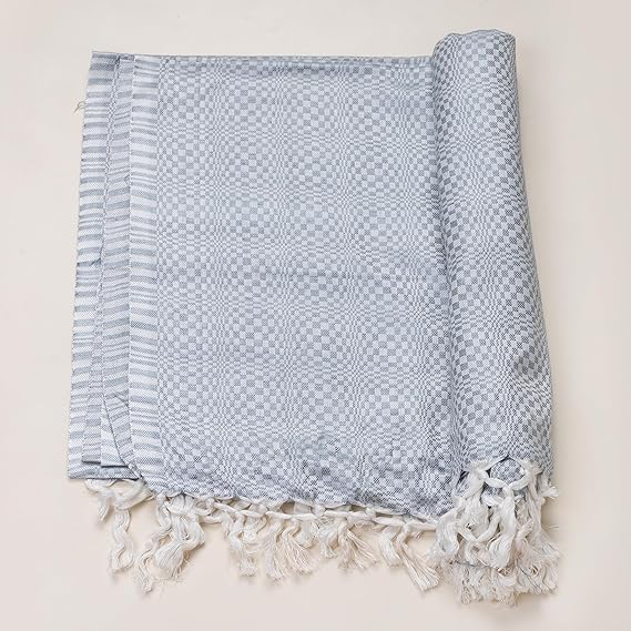 Bhagalpuri Designer Chadar For Sleeping 52x96 inch Carbon Blue - Image 4