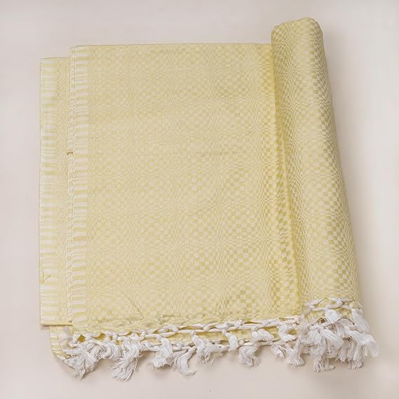 Bhagalpuri Designer Chadar For Sleeping 52x96 inch Yellow - Image 4