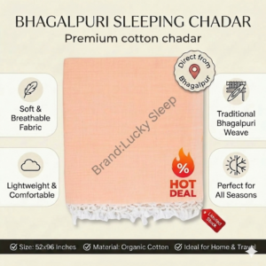Lucky Sleep Bhagalpuri Andi Chadar Double Thread 53 X 96 inch Peach
