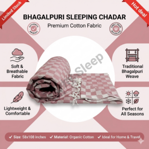 Lucky Sleep Bhagalpuri Chadar Chekered Large 58X108 inch Peach