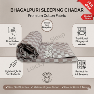 Lucky Sleep Bhagalpuri Chadar Chekered Large 58X108 inch Grey