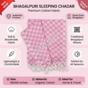 Lucky Sleep Bhagalpuri Chadar Chekered Large 58X108 inch Pink