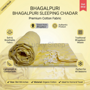 Lucky Sleep Bhagalpuri Chadar Chekered Large 58X108 inch Yellow