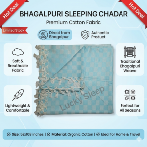 Lucky Sleep Bhagalpuri Chadar Chekered Large 58X108 inch Turquoise Green