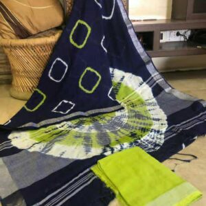 Bhagalpuri Cotton Slub Shibori Saree With Running Blouse