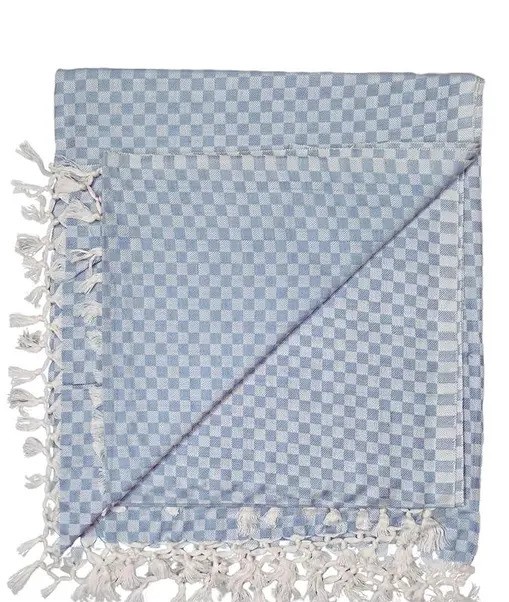 Bhagalpuri Chadar Small Checked 52x96 inch Carbon Blue - Image 2