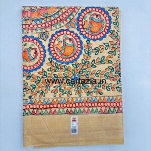 Pure Desi Tussar Silk Handloom Saree – Madhubani Hand-Painted Anchal & Border Art 18