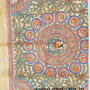 Pure Desi Tussar Silk Handloom Saree – Madhubani Hand-Painted Anchal & Border Art 18