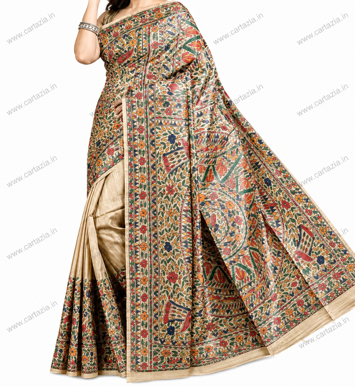 pure-tussar-ghicha-silk-saree-madhubani
