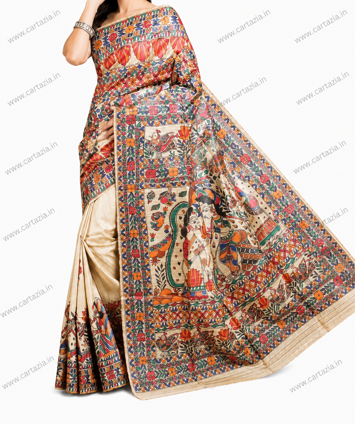 pure-tussar-ghicha-silk-saree-madhubani